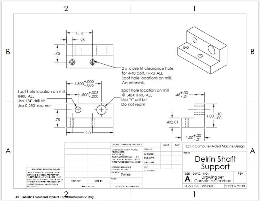 Shaft support drawing