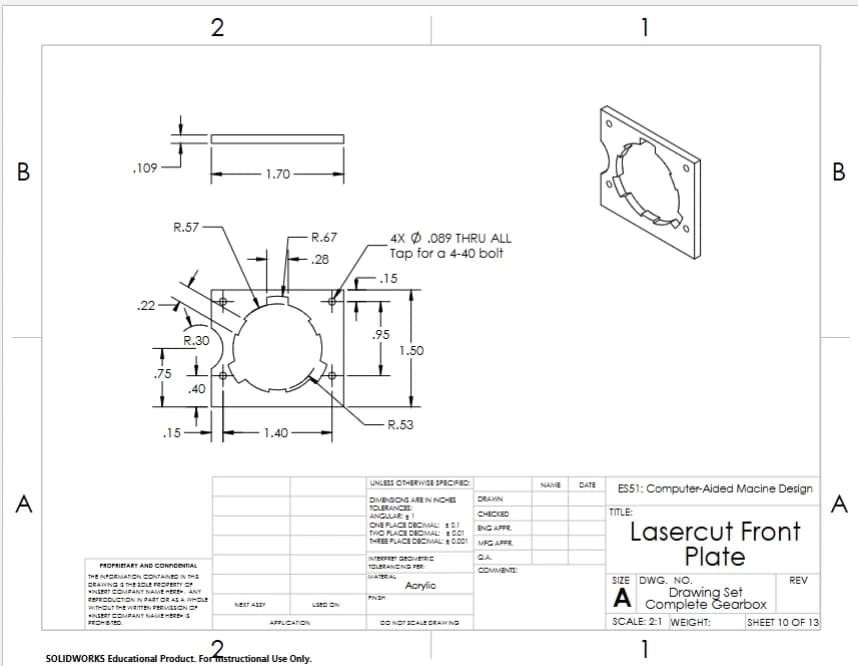 Laser-cut front plate drawing