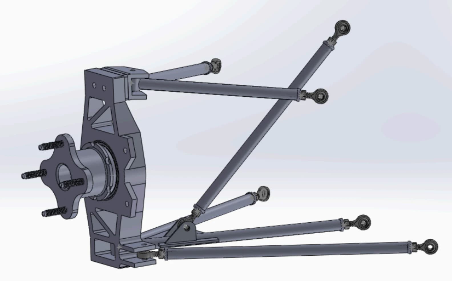 SolidWorks wheel assembly with suspension wishbones